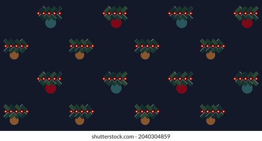 Decorative New Year Tree branches traditional decor. Abstract shapes geometric motif basic pattern continuous background. Modern fabric design textile swatch, wallpaper all over print block.