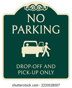 Decorative no parking sign and label