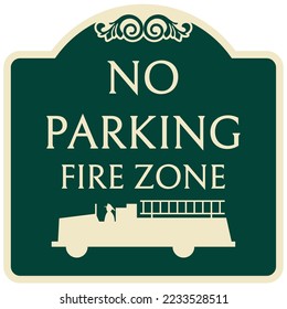 Decorative no parking sign and label