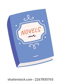 Las novelas decorativas escriben un icono plano leyendo literatura. Ilustración del vector