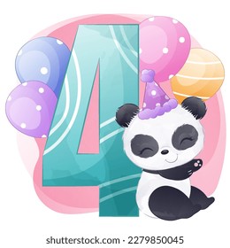 Decorative number with cute wild animal for birthday decoration