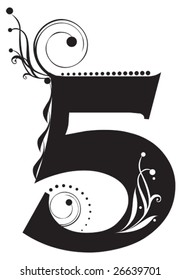 Decorative number with flowers for design