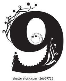 Decorative number with flowers for design