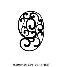 Plantilla de diseño de icono de número decorativo vectorial aislado