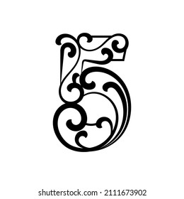 Decorative number icon design template vector isolated