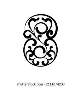 Decorative number icon design template vector isolated