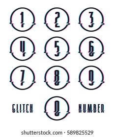 Decorative numbers with glitch distortion effect