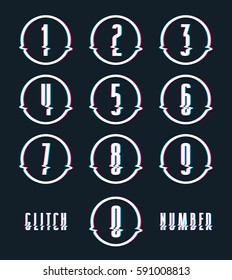 Decorative numbers with glitch distortion effect