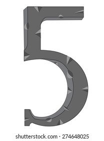 Decorative numeral  five on white background is insulated