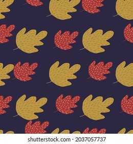 Decorative oak seamless pattern. Simple nature wallpaper. For fabric design, textile print, wrapping, cover. Doodle vector illustration.