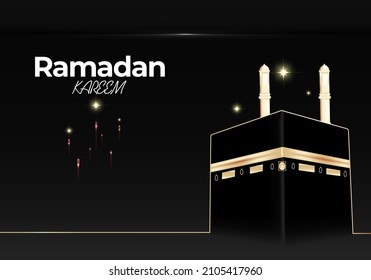 Decorative objects in Islam. Vector ornaments for the month of Ramadan or Eid al-Fitr. Vector illustration ka'bah. For used greeting card, poster, background.