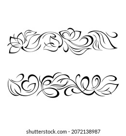 decorative oblong design with floral elements and vignettes. graphic decor, bordure