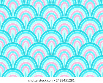 Decorativo océano pez escama vector infinito ornamento. Textura multicolor a escala de pez. Estampado de escamas de pez de mar en mosaico. Fondo de piel de lagarto simple. Impresión tradicional asiática.