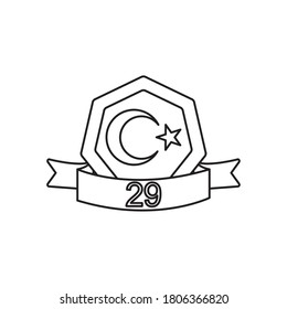 decorative octagon badge with turkey republic independence date design over white background, lin style, vector illustration