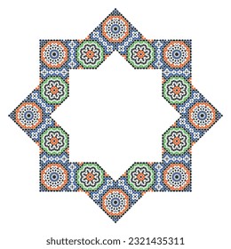 Estrella octagonal decorativa con un adorno de estilo árabe