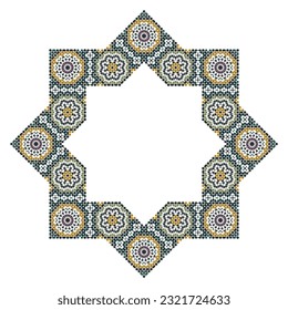 Decorative octagonal star with an ornament in Arabic style