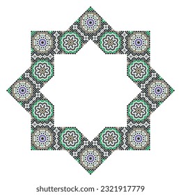 Decorative octagonal star with an ornament in Arabic style