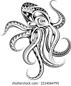 Tatuaje de pulpo decorativo al estilo polinesio