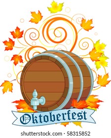 Decorative Oktoberfest design with beer keg