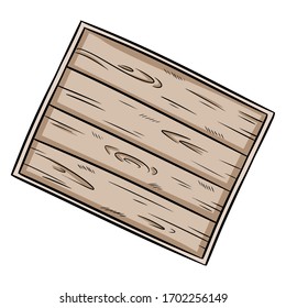 Decorative old wooden rustic tray doodle. Top view hand drawn tray. Vector image isolated on white. Media highlights graphic symbol