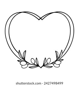 Decorative olive frame with linear olive branches.Vector graphics.