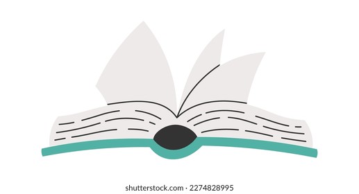 Dekorative offene Buch-Wohnung Symbol Reading Literatur. Vektorgrafik