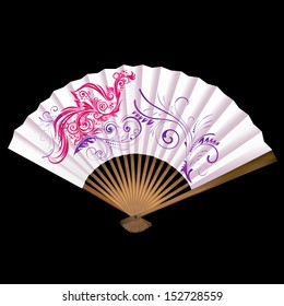 Decorative opened fan with patterns