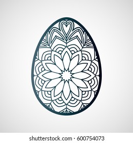 Decorative openwork easter egg with floral pattern. Vector laser cutting template.