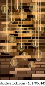 Decorative openwork plafonds on a brick wall background. Vector illustration