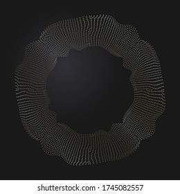 Decorative openwork round frame with gold abstract pattern on black background. Circular ornament. An elegant element for design. Vector.