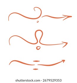 Flechas decorativas de color naranja con Formas únicas que se asemejan al signo de interrogación, signo de exclamación e igual signo.
