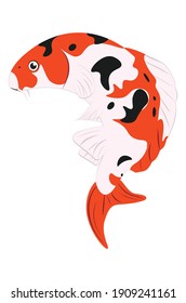 Decorative orange japanese fish koi carp illustration.
