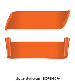 Decorative orange paper ribbons set isolated on a white background