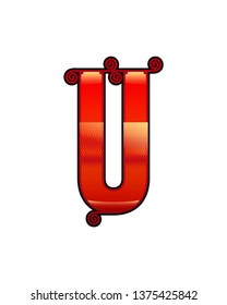 Decorative orange red vintage letter.