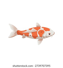 A decorative orange and white koi fish figurine with detailed fins and scales, isolated on a white background.