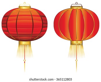 Decorative oriental Asian red paper lantern illustration.