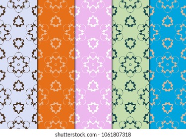 Decorative oriental floral pattern set. modern geometric design. vector illustration. for wallpaper, decoration.