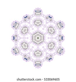 decorative. Oriental pattern mandala, Indian, Gentle blue circular logo for boutique, flower shop, business, interior. Vector Flower Mandala. Company mark, emblem, element. Simple mandala logotype.