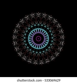 decorative. Oriental pattern mandala, Indian, Gentle circular logo for boutique, flower shop, business, interior. Vector Flower Mandala. Company mark, emblem, element. Blue. Simple mandala logotype.