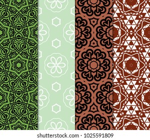 Decorative oriental pattern set. modern geometric design. vector illustration