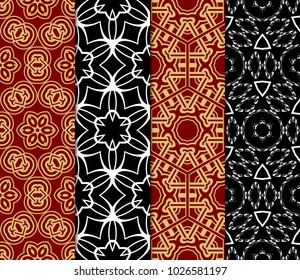 Decorative oriental pattern set. modern geometric design. vector illustration