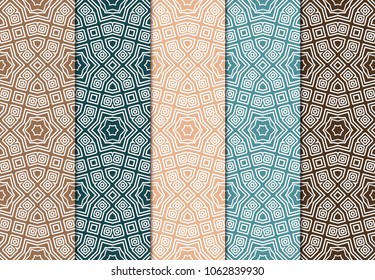 Decorative oriental pattern set. modern geometric design. vector illustration. for wallpaper, decoration.