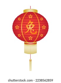 decorative oriental red lantern isolated on white background. Lampion vector. Chinese new year. Water rabbit