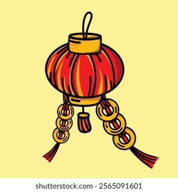 decorative oriental red lantern. Lampion vector