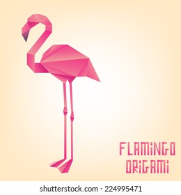 Decorative origami paper flamingo