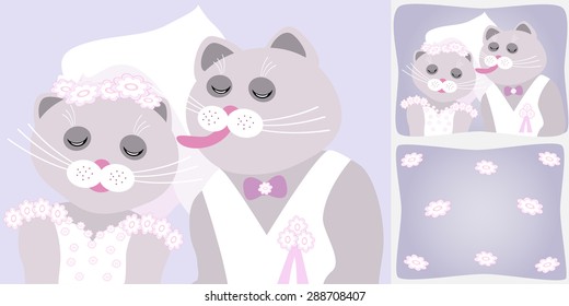 Decorative original cushion for the bride and groom. Modern interior. Vector illustration.