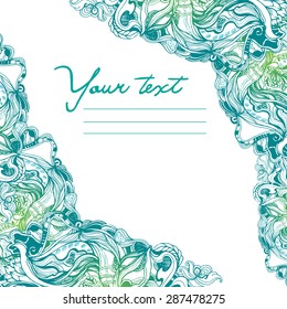Decorative original frame. Hand drawn frame with colorful elements painted. with space for teksta.Otkrytka or invitation