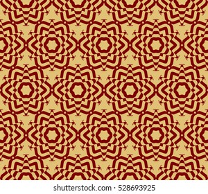 Decorative ornament. Abstract vector illustration. Seamless floral pattern. Gold on red Decorative ornament. Abstract vector illustration. Seamless floral pattern. Gold on red