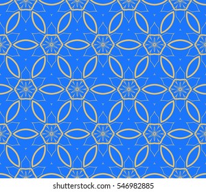 Decorative ornament. Abstract vector illustration. Seamless geometric pattern. blue color. for interior design, invitation, wallpaper