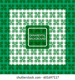 Decorative ornament. Abstract vector illustration. Geometric green pattern. monochrome color. For interior design, invitation, wallpaper